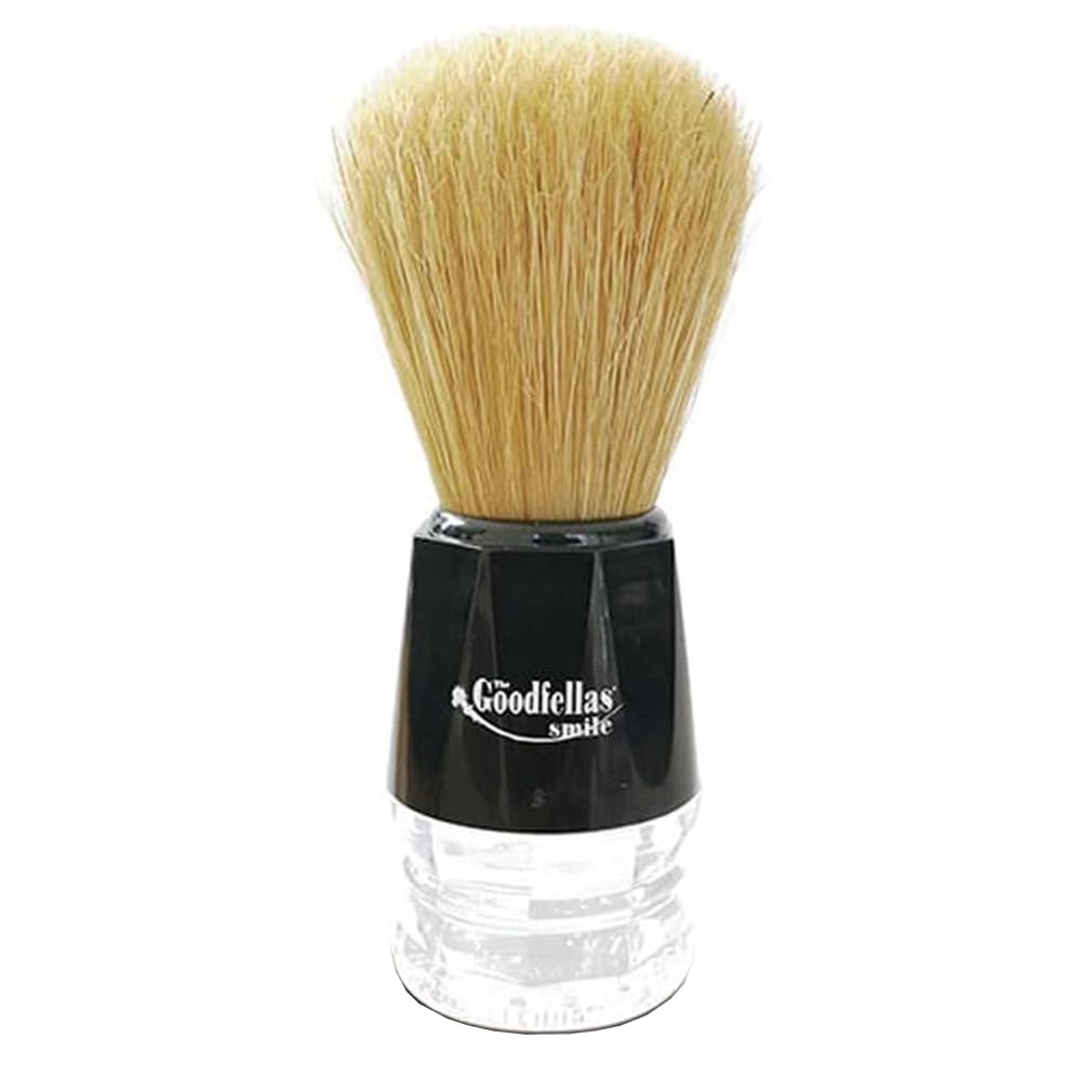 The Goodfellas’ Smile Shaving Brush – The Hog Pure Bristle Travel Brush by Omega Brushes – Italian-Made Boar Bristles, Compact Face Lathering Tool for Shaving Soaps & Creams – Lightweight & Durable