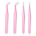 4 Pcs Sticker Tweezers, Pink Craft Tweezers for Stickers Universal Sticker Tweezers for Journaling Diamond Art Tweezers for Laboratory Work Jewelry Making Modeling Electronic Repair