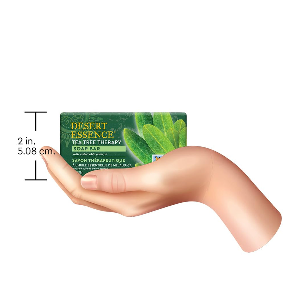 Desert Essence Tea Tree Therapy Cleansing Bar Soap - 5 Ounce - Therapeutic Skincare - All Skin Types - Jojoba Oil - Aloe Vera - Palm Oil - Moisturizes Face and Body