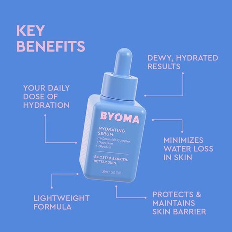BYOMA Hydrating Serum - Moisturizing Facial Serum with Squalane, Glycerin & Ceramides - 1.01 fl. oz for Glowing Skin