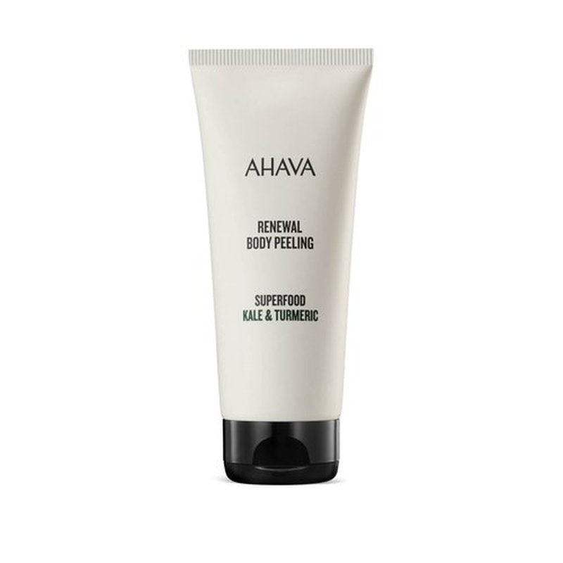 AHAVA Superfood Kale & Turmeric Smoothing Anti-Aging Body Scrub - In-shower gel peel to detox & renew the skin, reinforces the skin’s natural barrier with Anti-Aging Kale,Turmeric & Osmoter, 6.8 Fl.Oz