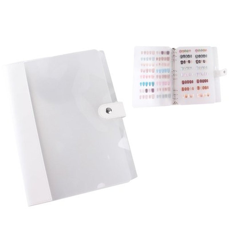 MZCMSL 1pc Press On Nail Organizer, Nail Storage Display Packaging with PU Leather, Included 6pcs Inside Pages and 4 Sheets(120pcs) Adhesive Double Sided Tapes (PVC+PU Leather)