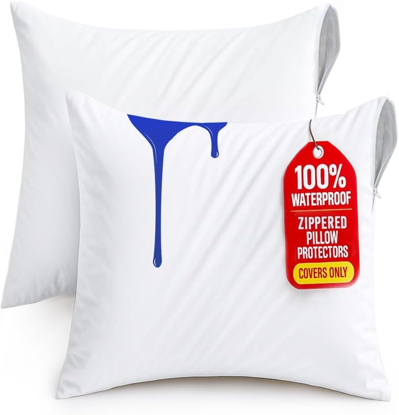 Utopia Bedding Waterproof Throw Pillow Protectors - Bed Bug Proof Zipper Encasement Covers | 20 x 20 Inches (2 Pack, White)
