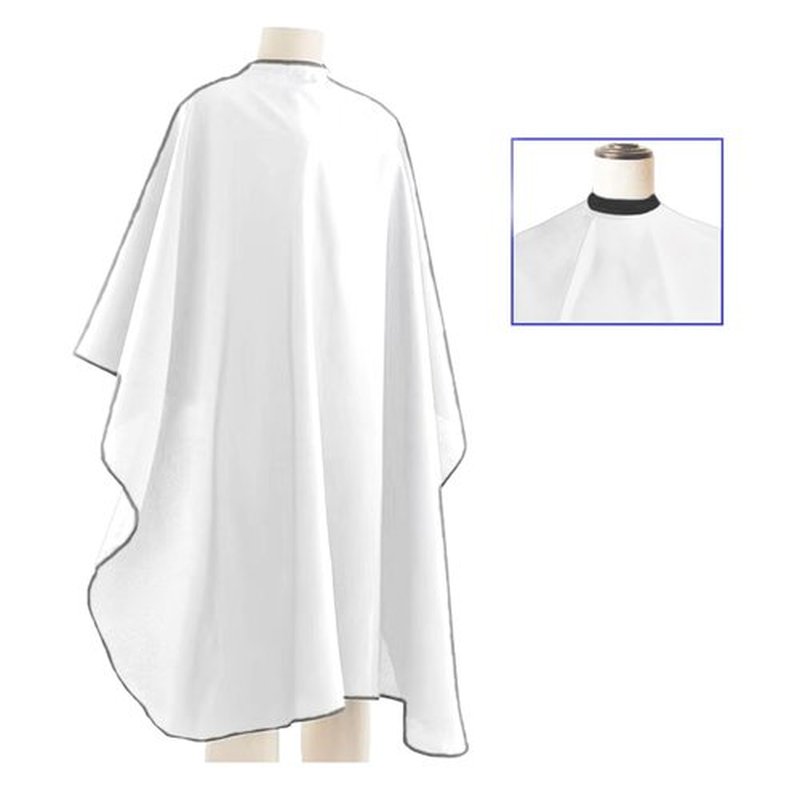 Nicoc Silicone Neckline Barber Cape, White, Waterproof Polyester Hair Cutting Cape, Snap Button Collar, Extra Large Haircut Cape (White)