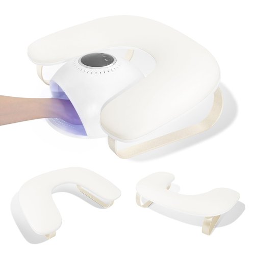 Arm Rest for Nails Tech,U Shaped Manicure Arm Rest Stand with Aluminum Alloy Hand Rest Holder,Cleanable Leather Nail Hand Rest Pillow for Acrylic Nails Art Salon(White)