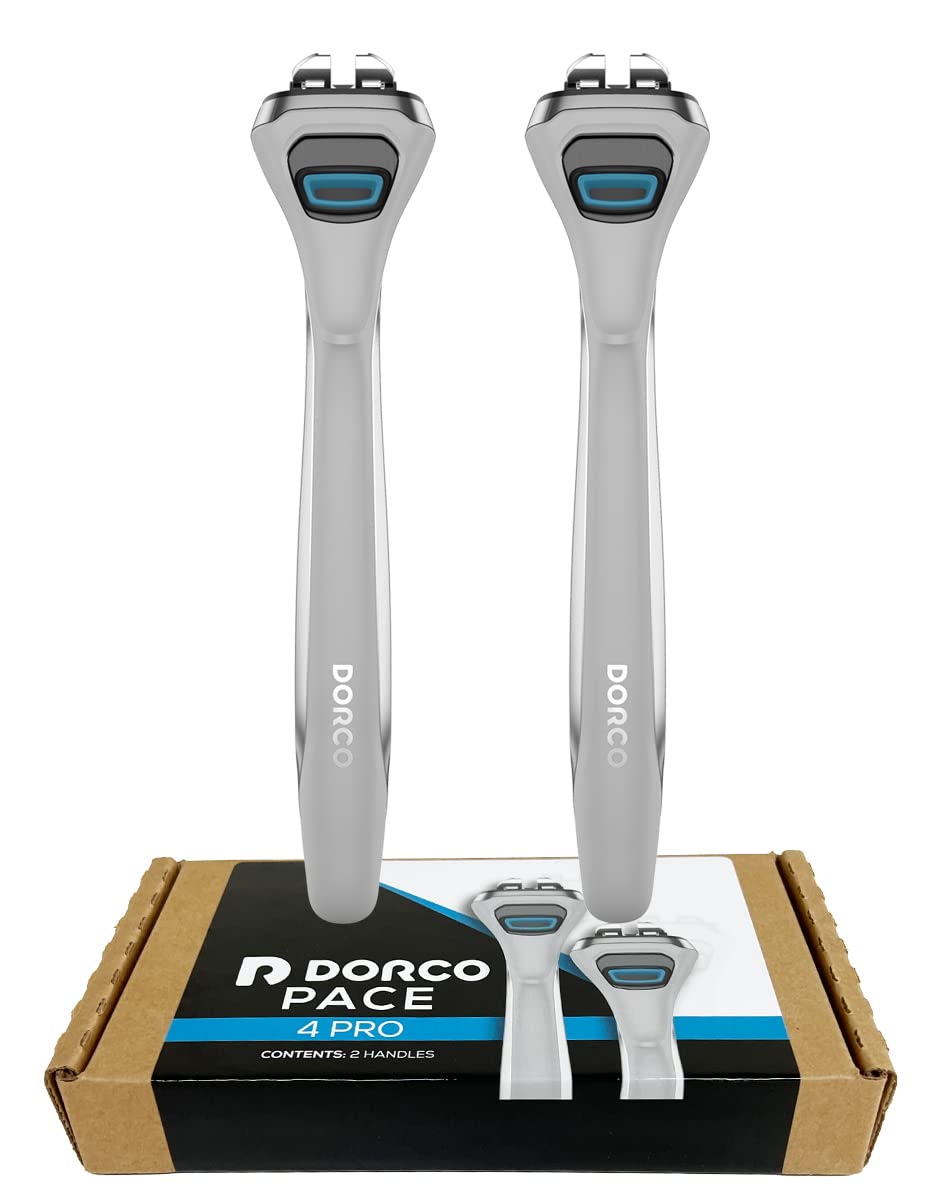 Dorco Pace 4 Pro - Four Blade Razor Shaving System - 2 Replacement Handles (Handles Only)
