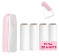 Mini Travel Lint Roller with 150 Sticky Sheets, Compact Portable Pet Hair Remover with Cover for Clothes, Travel, Small Foldable Lint Roller for Purse Car Bag Essentials (Pink)