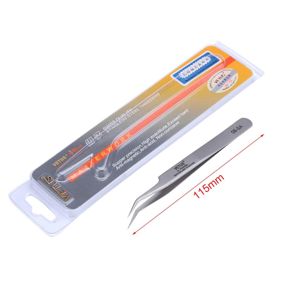 Vetus Professional Lash Tweezers 5B-SA by MA LASH - Premium Swiss Quality Tweezers for Eyelash Extensions | Precision Isolation & Application | Classic & Volume Lashes | Durable & Easy to Use