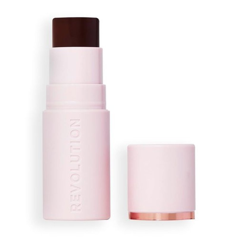 Revolution Beauty London Skin Silk Bronzer Stick - Buildable Cream-to-Powder Formula, Vegan & Cruelty-Free, Deep Mocha, 0.15 oz