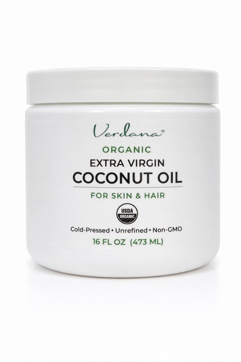 Verdana Extra Virgin Organic Coconut Oil for Skin – Rich Daily Moisturizer for Body & Dry Skin, Also for Hair Care – Unrefined, Cold Pressed, USDA Organic, 16 fl oz Jar