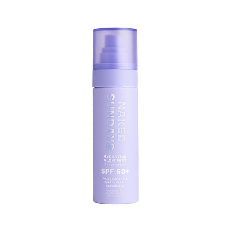 Naked Sundays SPF 50 Hydrating Glow Face Mist - Lightweight Sunscreen & Makeup Setting Spray with Hyaluronic Acid | 75ml