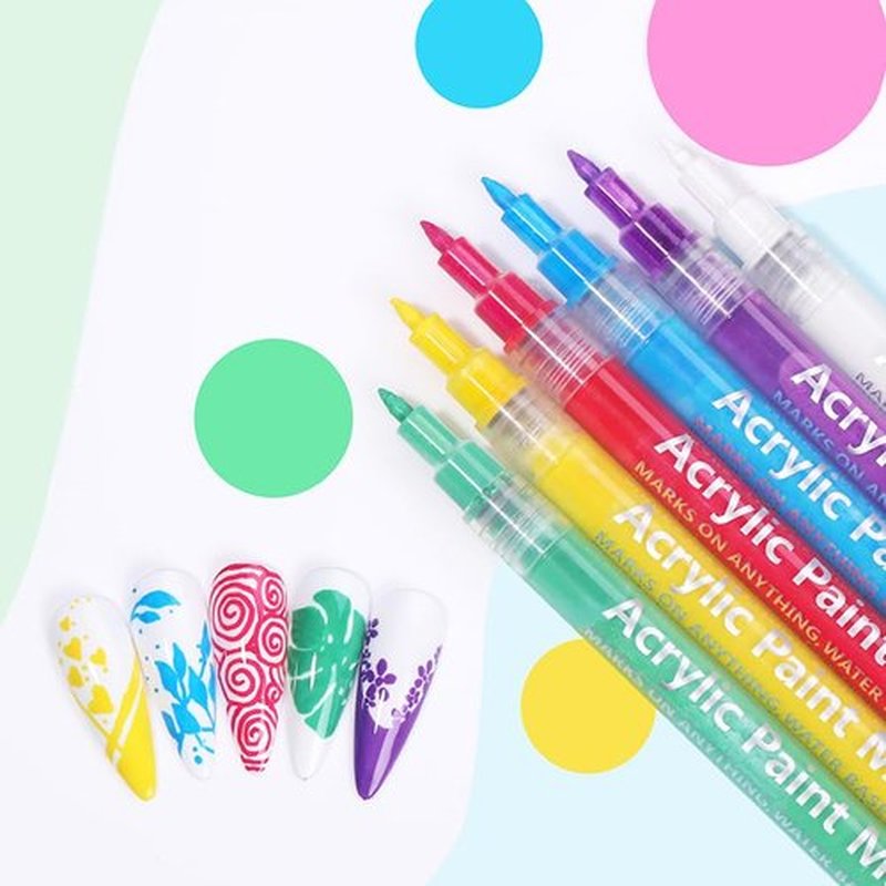12 Colors Nail Art Pens Set, Halloween Colors Acrylic Paint Pens Fine Tip Nail Pens for 3D Nail Art, Nail Point Graffiti Dotting Pen Line Drawing Painting, Flower Patterns Design, DIY Manicure Tools