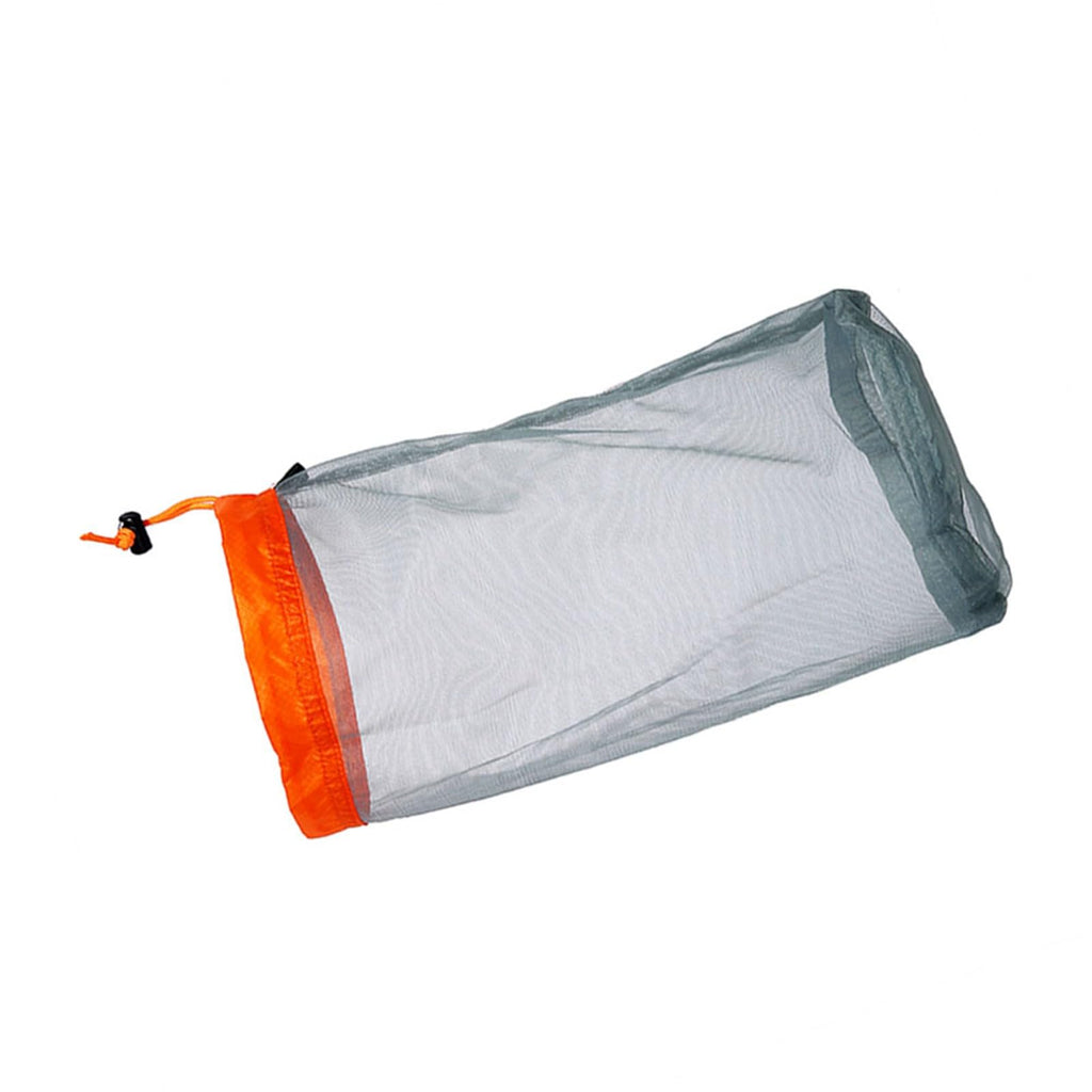 FILFEEL Mesh Stuff Sack Light Weight Nylon Mesh Drawstring Storage Bag for Travelling Hiking Camping Stuff Storage(Orange M)