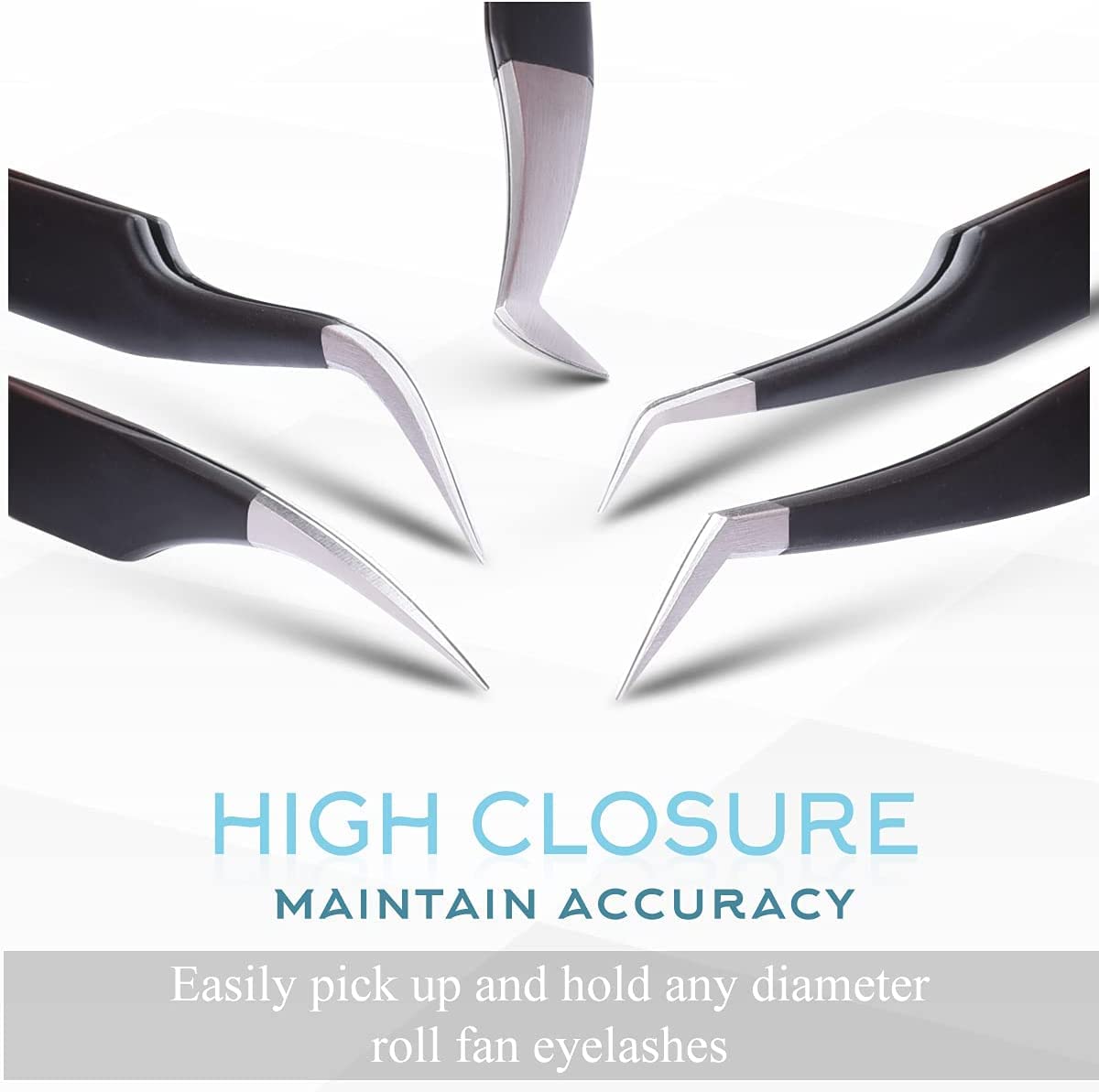 SIVOTE Eyelash Extension Tweezers for Classic & Volume Lashes, 5-Pack, Black