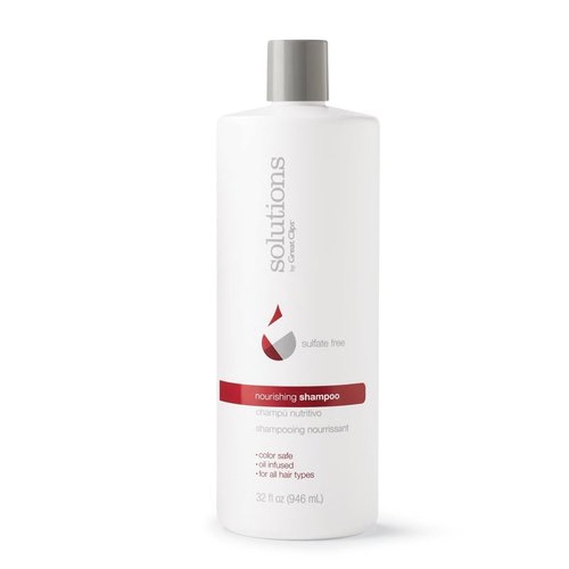 GREAT CLIPS Solutions Nourishing Shampoo 32 fl oz | Argan Oil | Sulfate and Paraben Free | Moisturizes and Restores Shine | Safe for Color-treated Hair