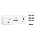Remote Control Outlet with 2 Independent Control Sockets, WILAWELS Wireless Remote Light Switch for Christmas Tree Lights, String Lights 15A/1875W/125V, Compact, Programmable, FCC Certified W04RC1106