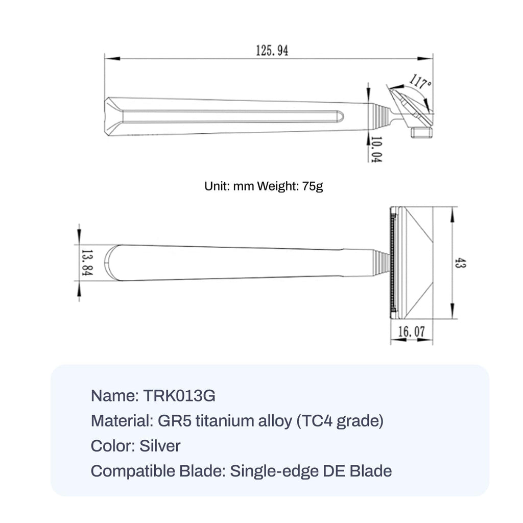 TITANER Titanium Single Edge Safety Razor,GR5 Titanium Precision CNC Wet Shaving Razor Compatible with Half DE Blades,Ergonomic Anti-Irritation Design for Smooth Close Shave,Grooming Tool for Men
