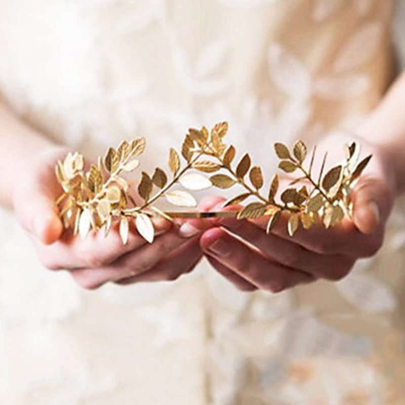 JAKAWIN Greek Goddess Headband Accessories Gold Leaf Crown for Women HG001 (Gold)
