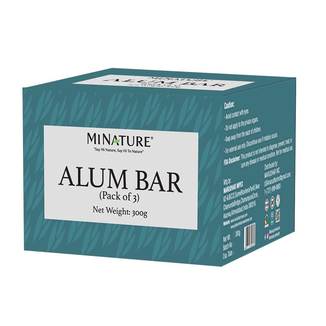 Mi Nature Pure Alum Bar Pack of 3(100g*3)|Natural Phitkari Block |Potassium Alum Stone |Shaving Bar |Skin Astringent |Water Clarifier |Odor Control