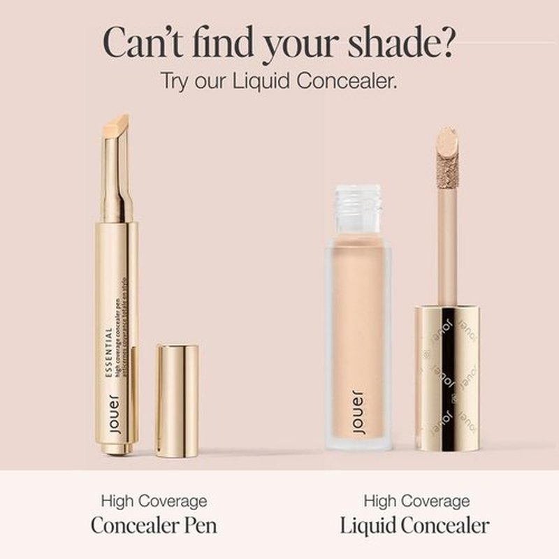 Jouer Essential High Coverage Concealer Pen - Brightening Under Eye Concealer for Dark Circles - Hyaluronic Acid & Vitamin E