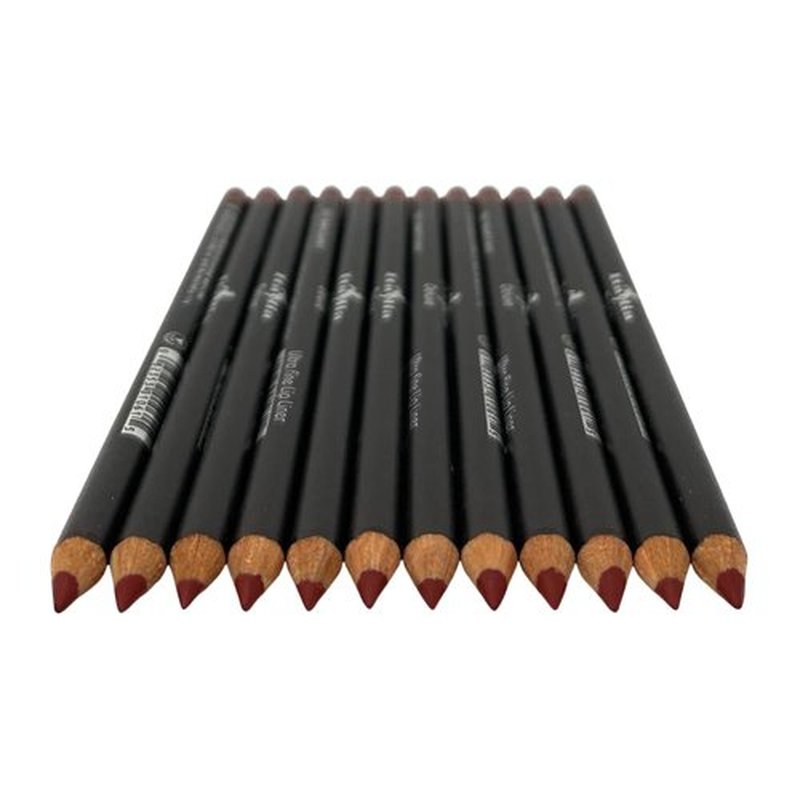 12 pcs Italia-Deluxe Ultra Fine Lip liner, Creamy, Long Lasting, High Pigmented Pencil (1061 Mahogany)