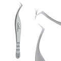 Natuhana High Precision Lash Tweezers for Individual and Volume Eyelash Extensions Pointed Premium Stainless Steel Curved Fiber Tip Professional Isolation Tweezer(Wide-S Curved Tip Tweezer A-08)