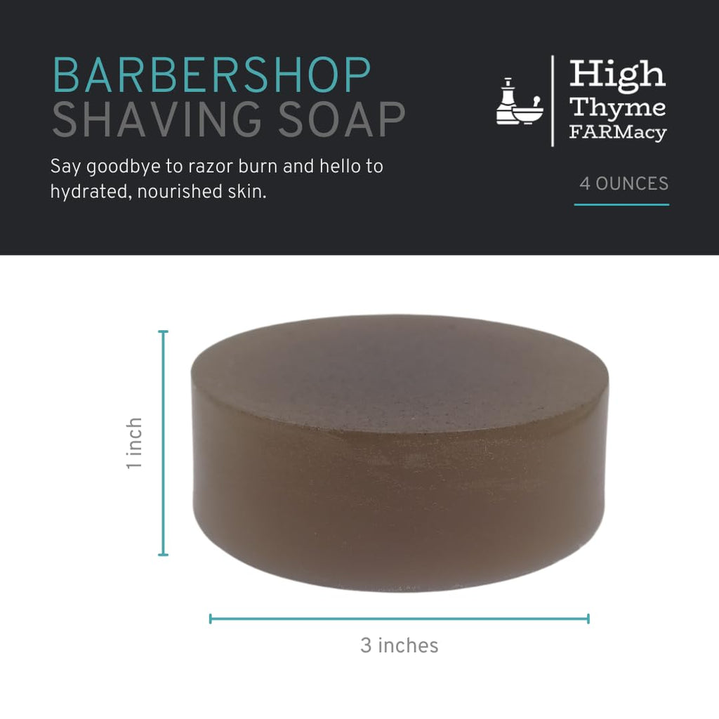 High Thyme FARMacy Shaving Soap Puck - 4 Ounce Bar of Soap for Shaving - Shave Soap Puck in Travel Tin - Shave Soap for Men - Handmade - Made in the USA