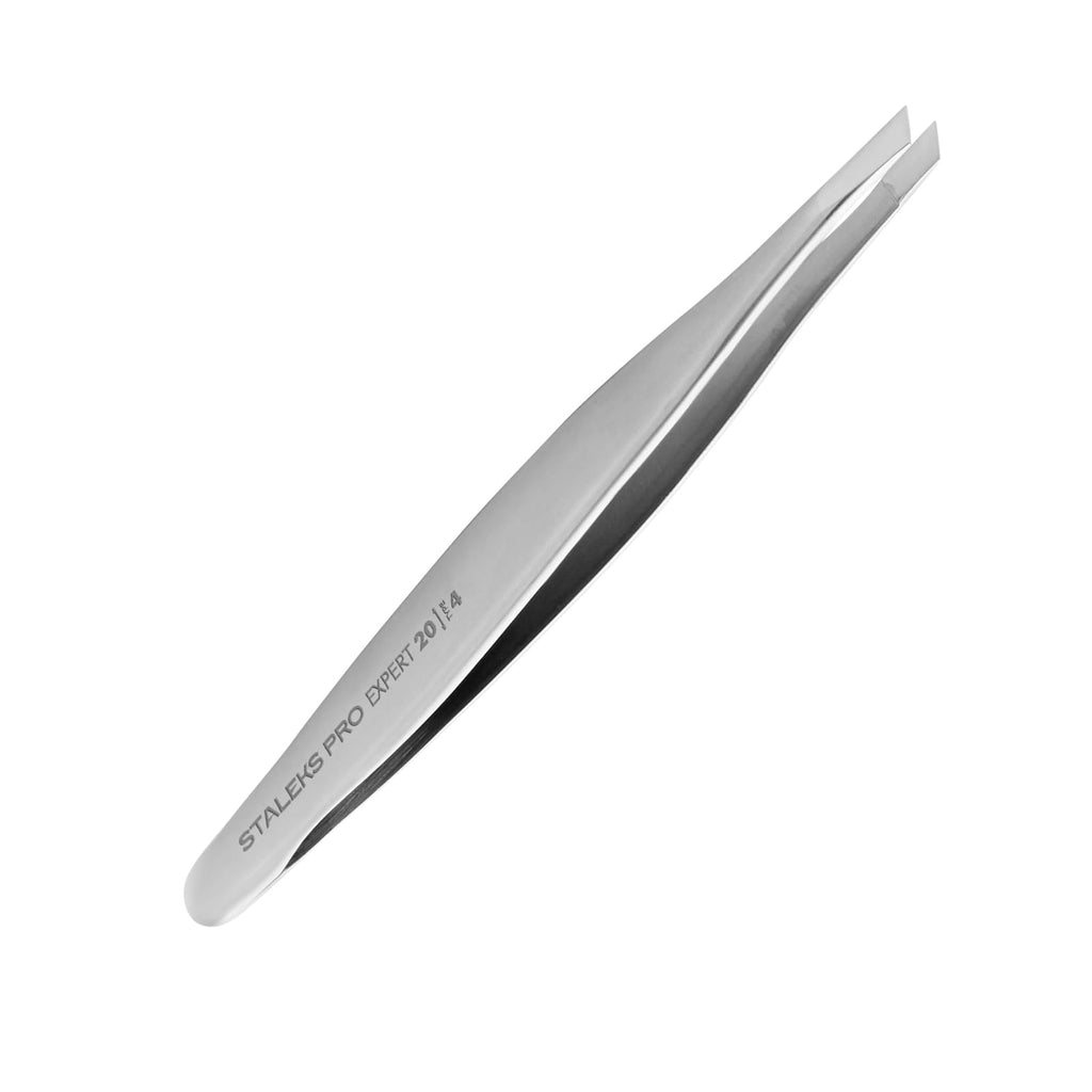 STALEKS PRO Expert 20 Type 4 Professional Eyebrow Tweezers – Narrow Beveled Stainless Steel for Fine Brows & Soft Stroke Hair Removal