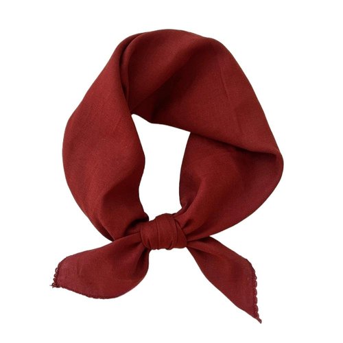 Pemilosci Premium Double Layer Cotton Bandana Head Hair Neck Scarf Scarves, Headband, Head Wrap for Women 28 x 28 inch - CPS02 Red