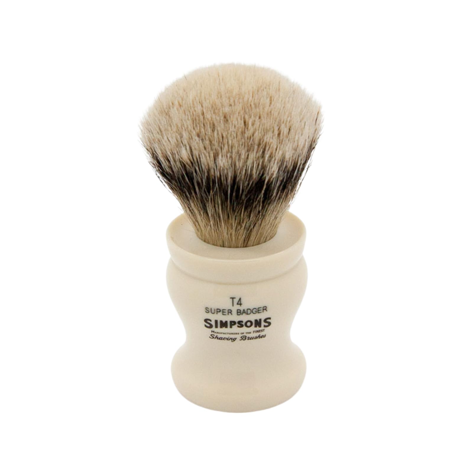 Simpsons Shaving Brush Tulip T4 Super Badger Silvertip - Faux Ivory Handle - Premium Wet Shave Tool for Rich Lather - Extra Soft & Dense - Luxury Shaving Brush for Smooth, Comfortable Grooming