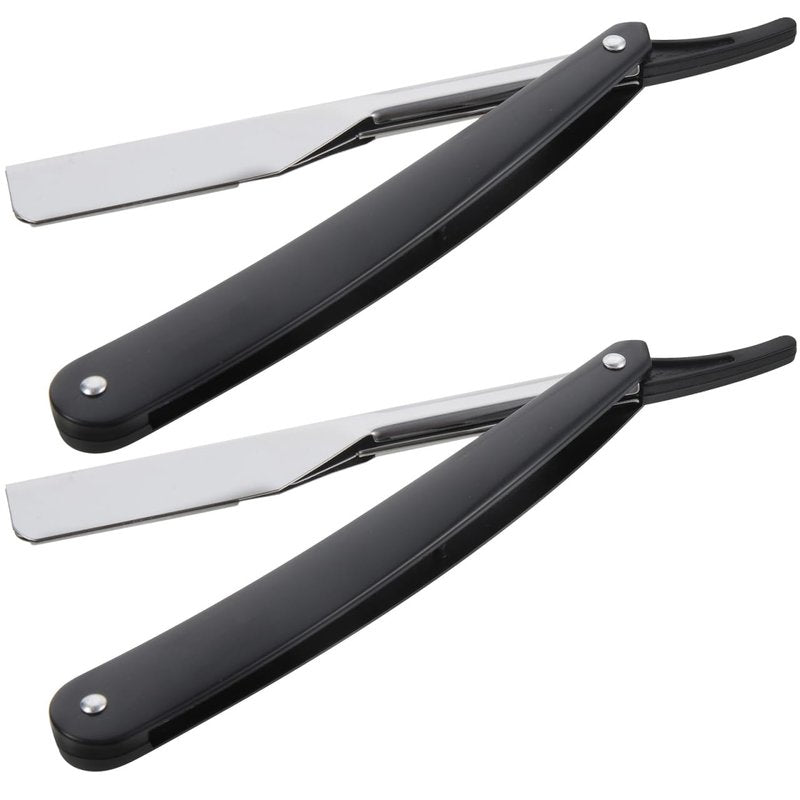 Uonlytech Manual Straight Edge Razor - Portable Black Barber Blade for Precise Shaving & Beard Styling