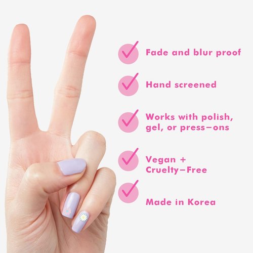 Olive & June Nail Art Stickers | Easy-to-Use Nail Designs | Nail Art Made Easy | Hand-Screened, No-Fade Ink | Accent, Mix & Match, or Cover Chipped Polish | Smiley Faces