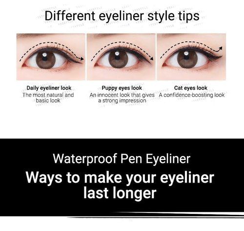 MACQUEEN - Deep Black Waterproof Pen Eyeliner | Long-Lasting, Smudge-Proof Formula