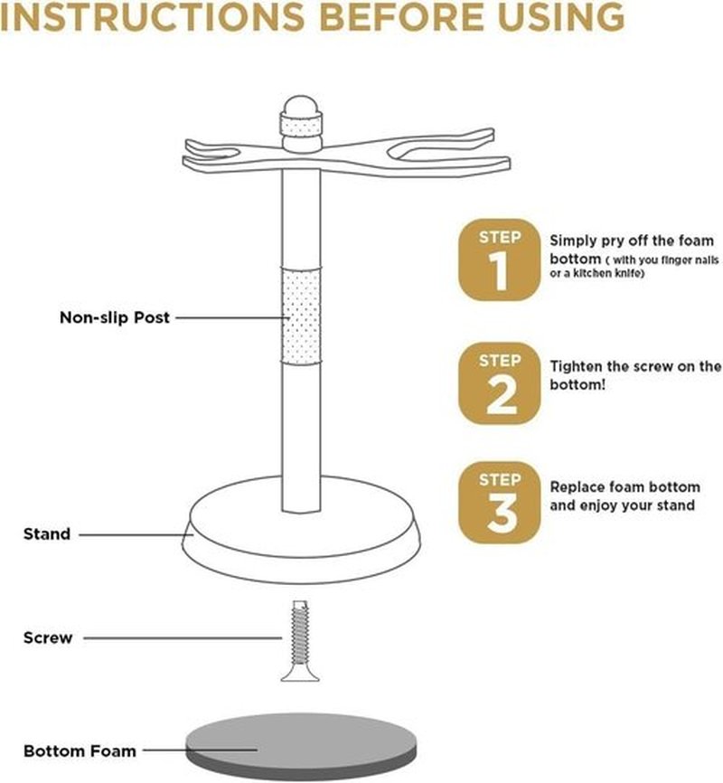Perfecto Deluxe Black Razor Stand | Prolongs Life of Your Shaving Brush - Ideal Gift for Him