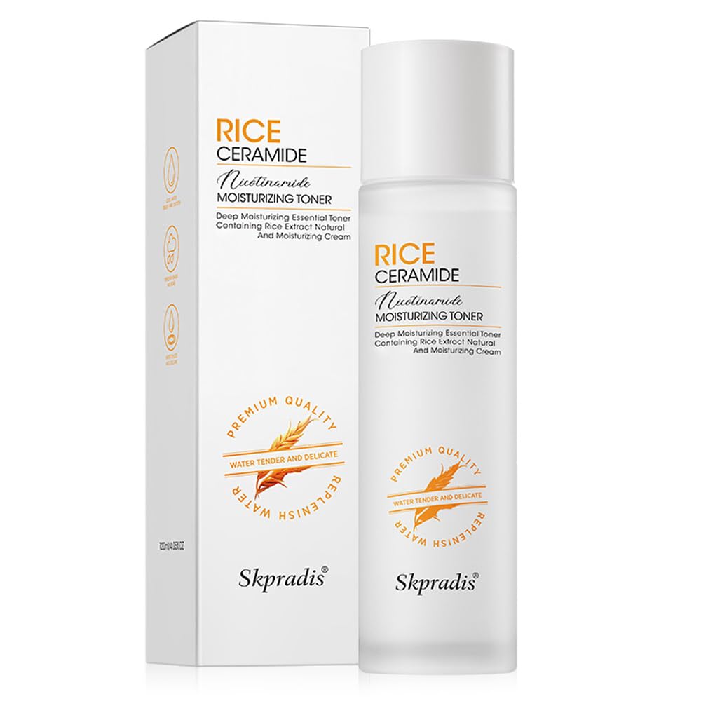 GOSNLDOW Rice Toner, Natural Rice Ingredient Toner, Contains Ceramide Extract, Reduces Dry Feeling, Dull, Combination Skin, Vegan, Fragrance-Free, Suitable for Many Skin Types 4.05 Fl Oz