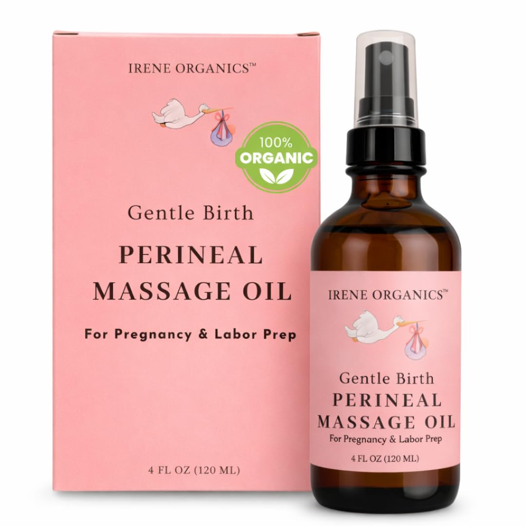 Organic Perineal Massage Oil Spray by Irene Organics for Pregnancy and Postpartum - Prevention for Perineum Tearing, All Natural, Pregnancy Third Trimester Must Haves for Childbirth