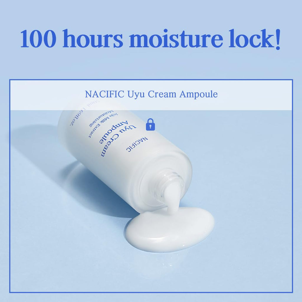 NACIFIC Uyu Cream Ampoule 50ml – Milk Protein Hydrating Serum with Jeju Milk Extract, Ceramide Complex for Dry & Sensitive Skin, Barrier Repair, Long-Lasting Moisture