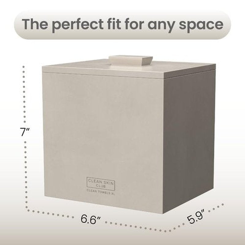 CLEAN SKIN CLUB Cement Box for 50 Disposable Clean Towels XL (Towels NOT Included), Concrete Container for Face Towelettes Bathroom Counter Storage, Cleansing Facial Dry Wipes - Taupe Stone