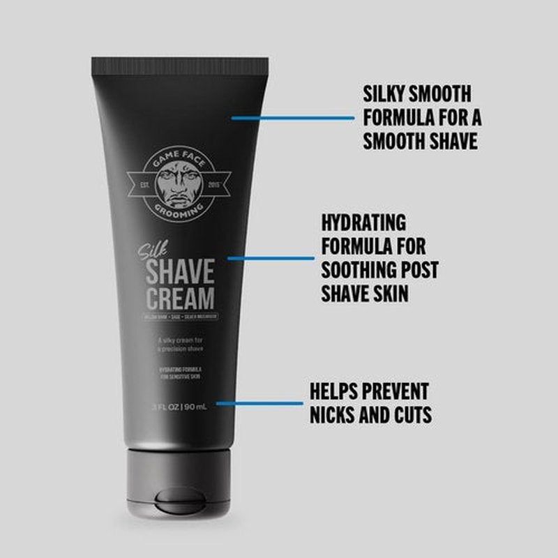 Game Face Silk Shave Cream - Hydrating Formula for Sensitive Skin, Fragrance-Free, 3 Fl. Oz.