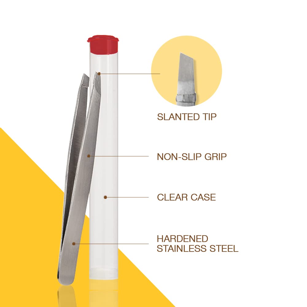 GiGi Swiss Slant Tweezer - Hair Removal Tool for Eyebrows, Face, and Body - Stainless Steel Eyebrow Tweezers for Men & Women