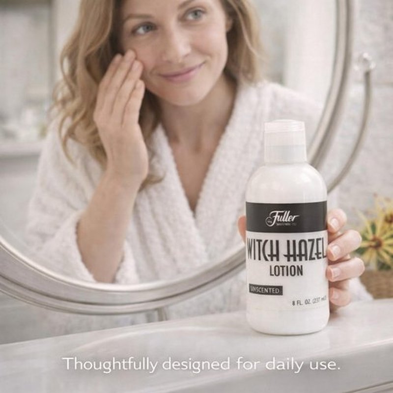 Fuller Witch Hazel Lotion, Unscented – 08 fl oz | Lightweight Daily Moisturizing Lotion with Witch Hazel Extract | Gentle Formula for All Skin Types (8 Oz, Unscented)