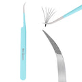 Ms.Queen Lash Tweezers for Eyelash Extensions,Professional 5Pcs Fiber Tip Curved Isolation 45 90 Degree Boot Volume Lash Tweezers for Extensions, Blue