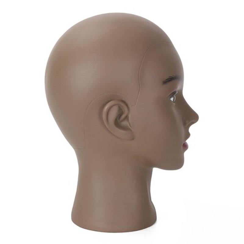TKIMHEQ Bald Female Mannequin Head Makeup Training Head Wig Head Professional Cosmetology for Wig Making and Display Hat Helmet Glasses Display Head Model with Free Clamp Stand