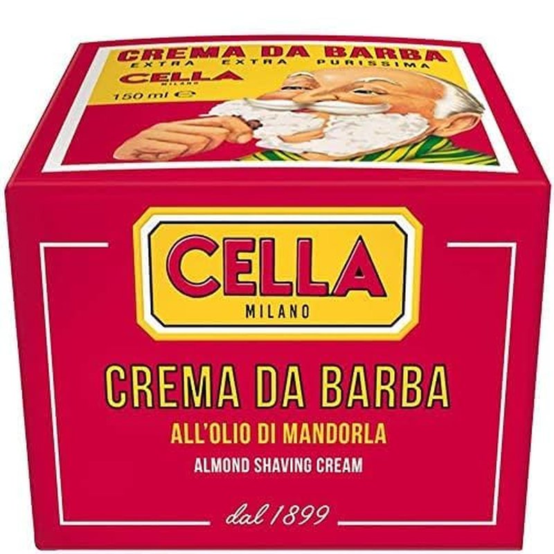 Cella Milano Almond Shaving Cream - Premium Tallow-Based Wet Shave Soap for Men | Rich Moisturizing Lather (5.2 oz / 150g)