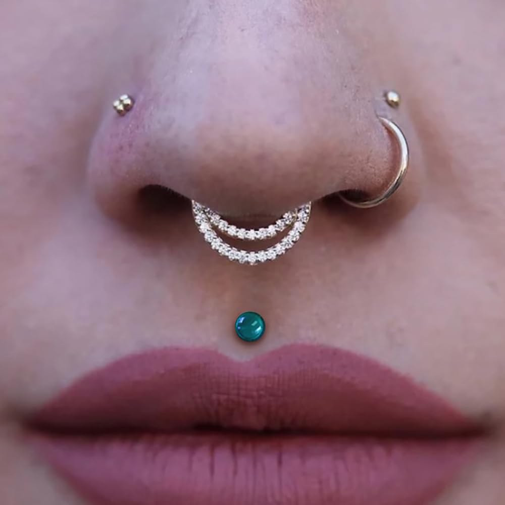 BOKABOO 14 PCS Glass Ear Gauges Stretching Kit Short Taper Expander, Turquoise 14g-2g Comfy Dead Stretching Plugs with Rubber Rings, Crazy Domed Body Piercing Jewelry Set