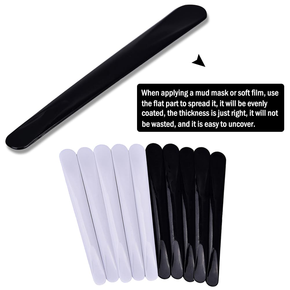 AKOAK 10 Pcs 10.8cm Mask Stick Makeup Spatula DIY Plastic Mask Stirring Spatula Makeup Tool (White)
