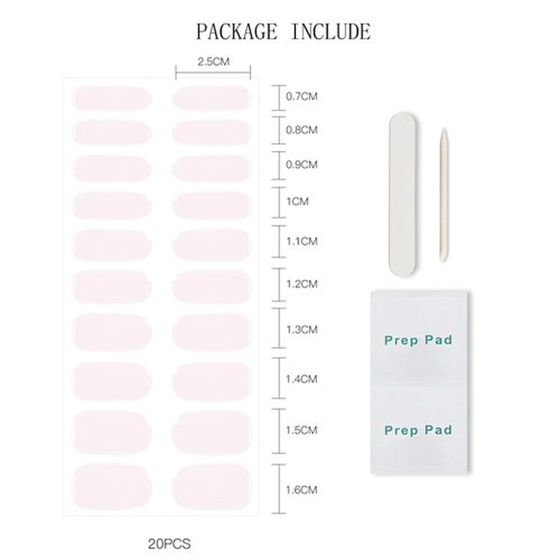 JMEOWIO Gel Nail Stickers Milky White Pink Semi Cured Gel Nail Strips Wraps UV/LED Nails Art Design Decoration Accessories