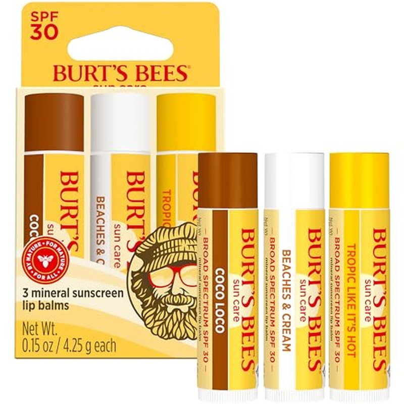 Burt's Bees Easter Basket Stuffers, Lip Balm Party Pack - Birthday Cake, Waffle Cone, Strawberry Shortcake, Cookies & Cream, All Day Moisturizer, Natural Origin Lip Treatment, 4 Tubes, 0.15 oz.