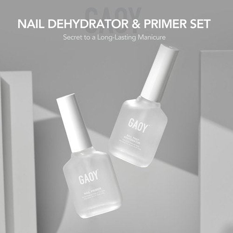 GAOY Nail Dehydrator & Primer Set - Acid-Free Natural Nail Prep for Gel Polish | 2 Pcs