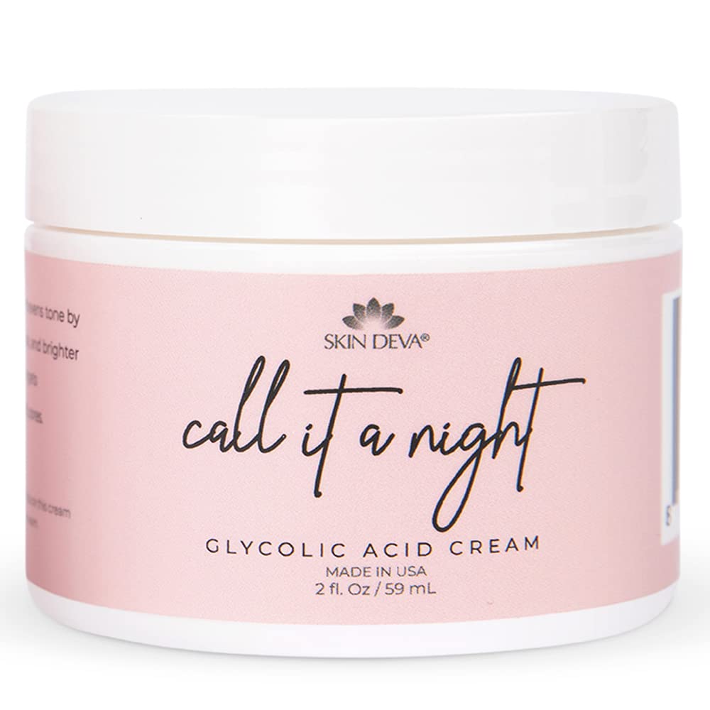 Skin Deva Glycolic Acid Night Cream, Exfoliating Face Cream with Kojic Acid, Niacinamide & Retinol, Helps Improve Skin Texture, Brighten Appearance & Minimize the Look of Pores – 2 oz